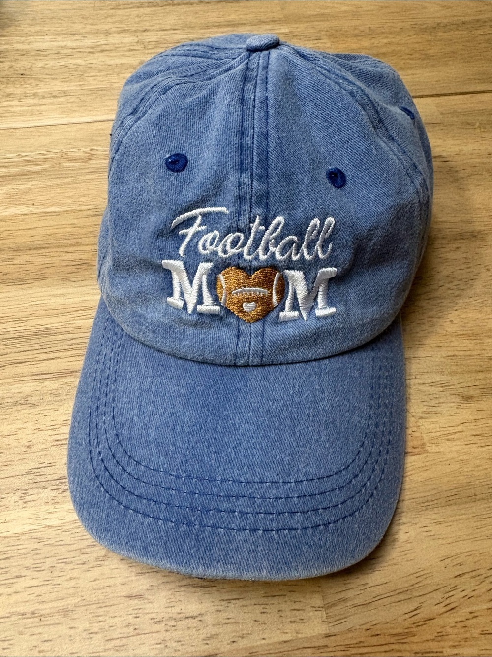 Football Mom Washed Blue Baseball Cap